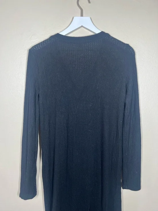 Beyond Yoga Your Line Waffle Knit 2 in 1 Duster Cardigan Dress size Large black - Picture 11 of 12